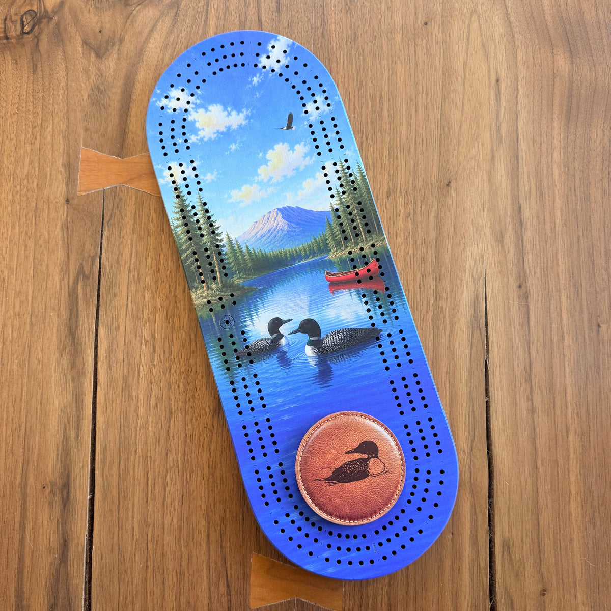 Handcrafted Loon Cribbage Board