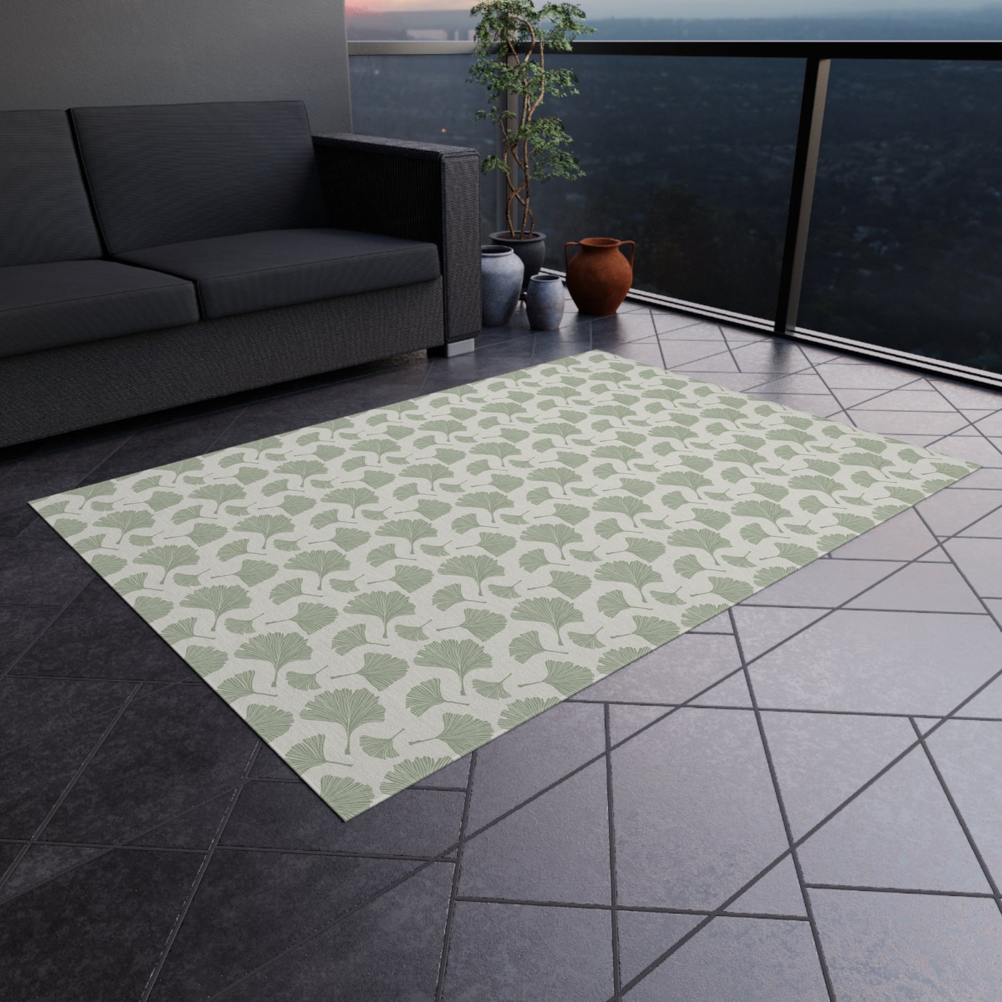 Green Fan Leaf Outdoor Rug - Loonstead Living
