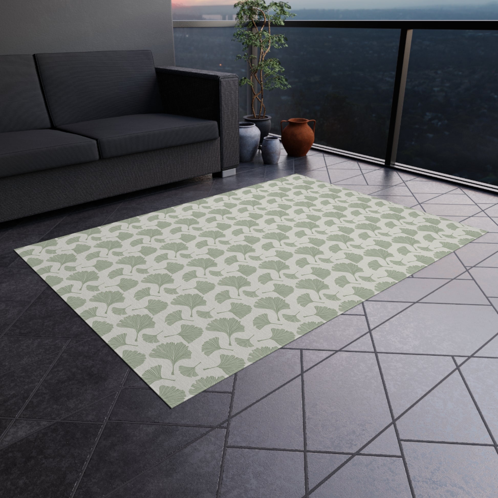 Green Fan Leaf Outdoor Rug - Loonstead Living
