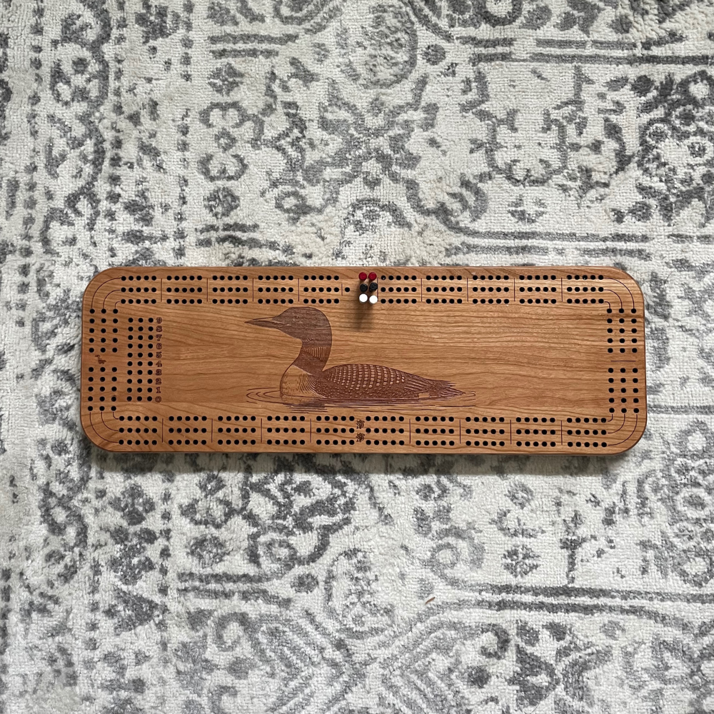 Handcrafted Loon Cribbage Board