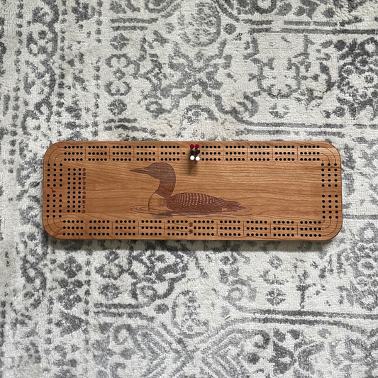 Handcrafted Loon Cribbage Board