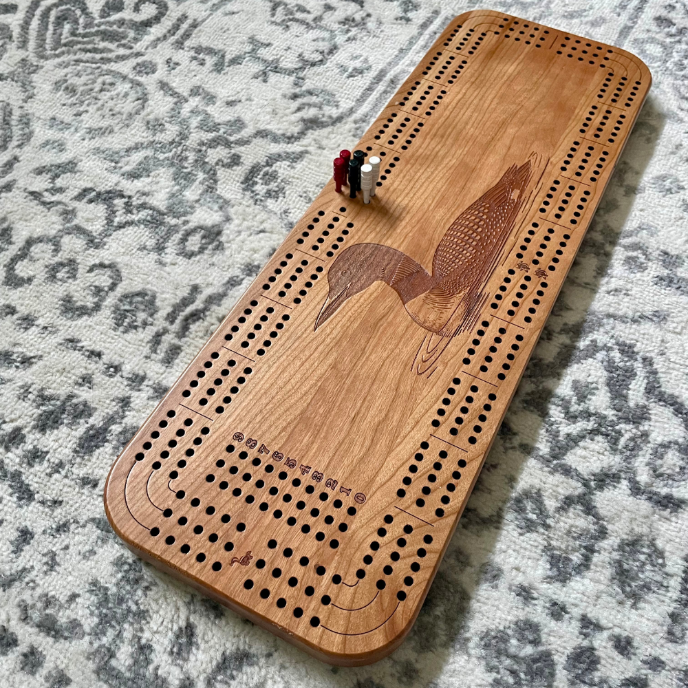 Handcrafted Loon Cribbage Board