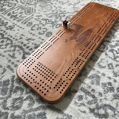 Handcrafted Loon Scene Cribbage Board