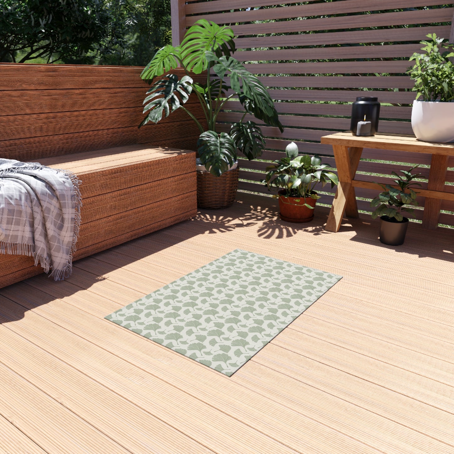 Green Fan Leaf Outdoor Rug - Loonstead Living