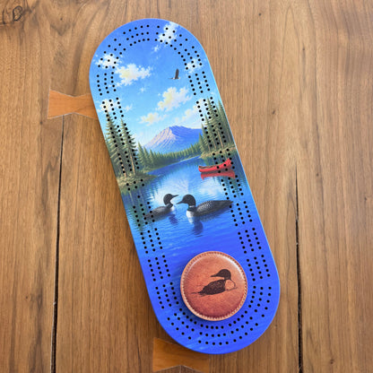 Handcrafted Loon Cribbage Board