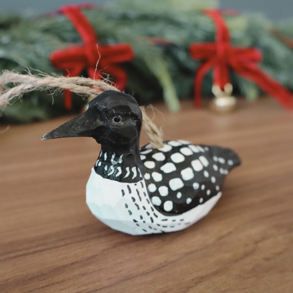 Hand-Carved Wood Loon Ornament