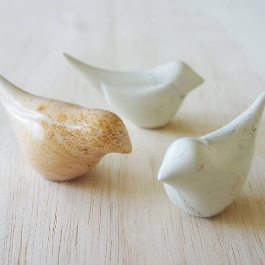 Hand-Carved Stone Birds, Set of 2