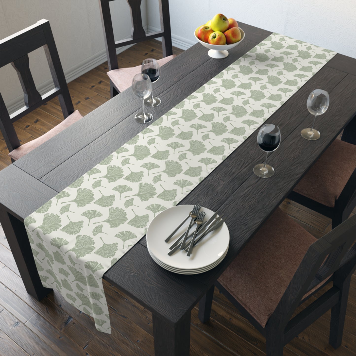Green Fan Leaf Table Runner