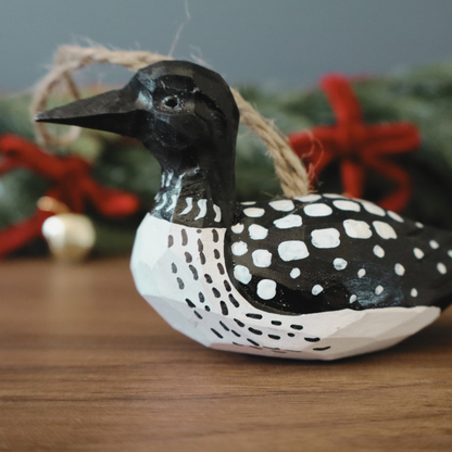 Hand-Carved Wood Loon Ornament
