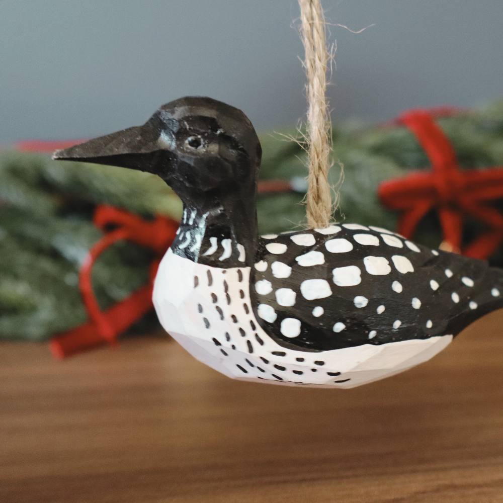 Hand-Carved Wood Loon Ornament