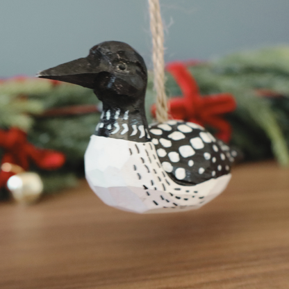 Hand-Carved Wood Loon Ornament