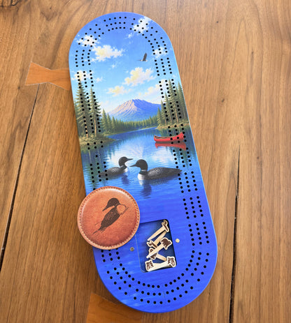 Handcrafted Loon Cribbage Board