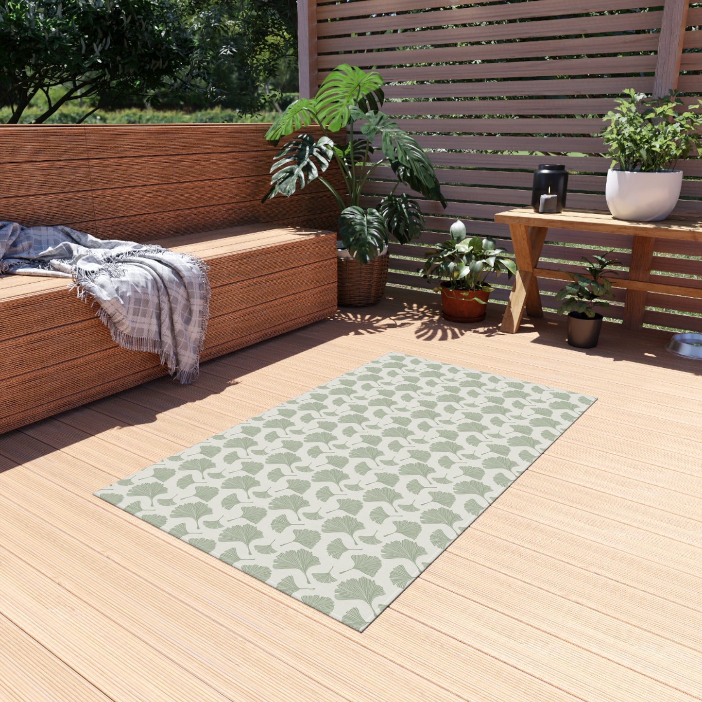 Green Fan Leaf Outdoor Rug - Loonstead Living