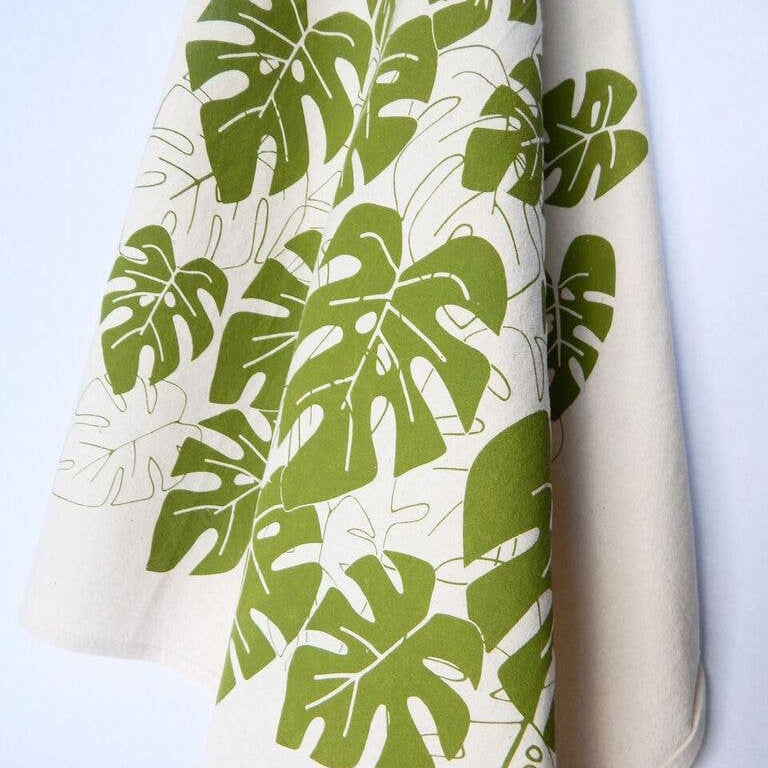 Monstera Handprinted Kitchen Towel - Loonstead Living