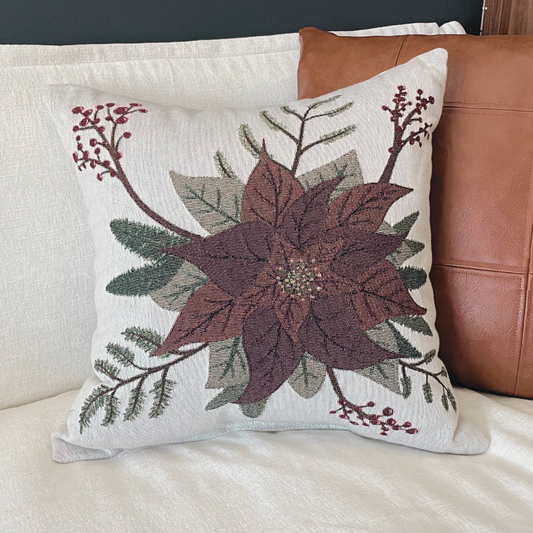 Poinsettia Woven Pillow