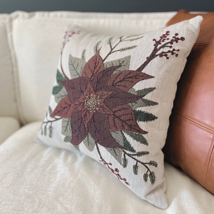 Poinsettia Woven Pillow