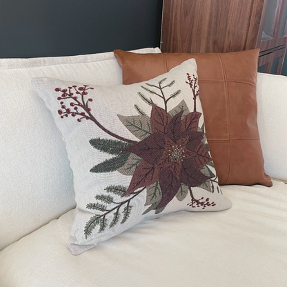 Poinsettia Woven Pillow