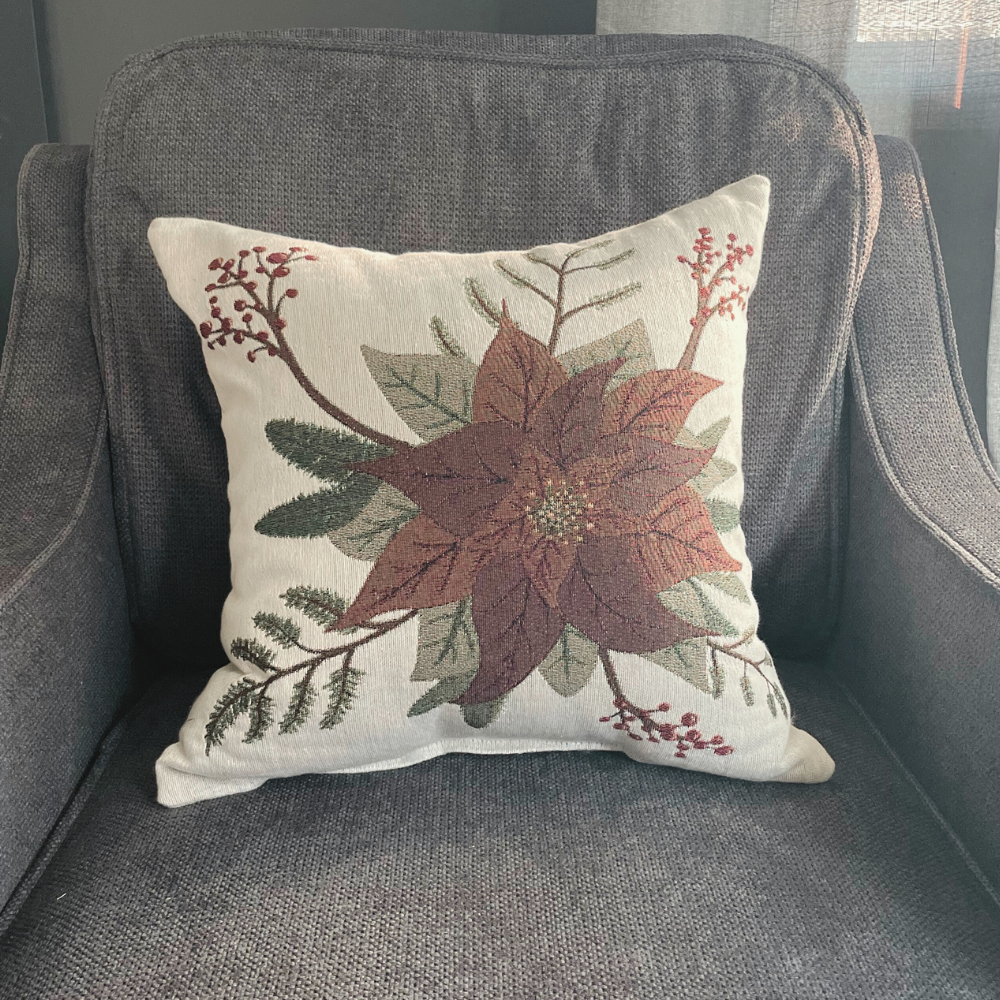 Poinsettia Woven Pillow