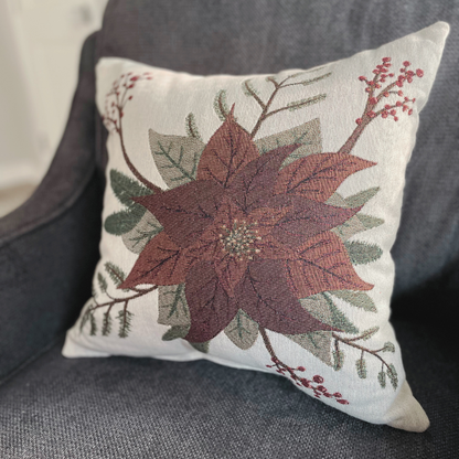 Poinsettia Woven Pillow