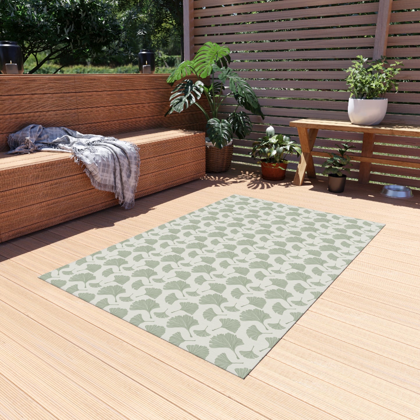 Green Fan Leaf Outdoor Rug - Loonstead Living