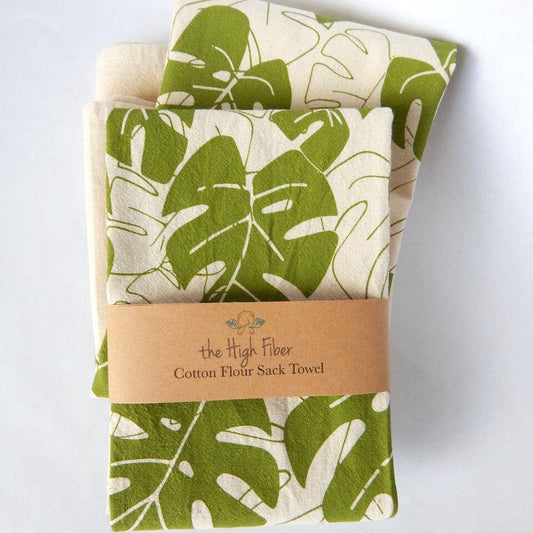 Monstera Handprinted Kitchen Towel - Loonstead Living