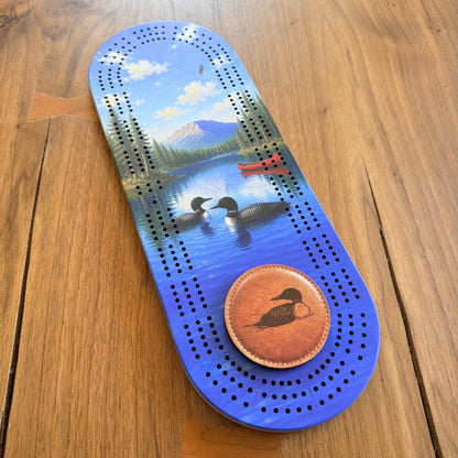 Handcrafted Loon Cribbage Board