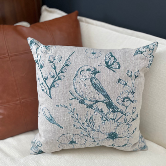 Spring Bird Woven Pillow