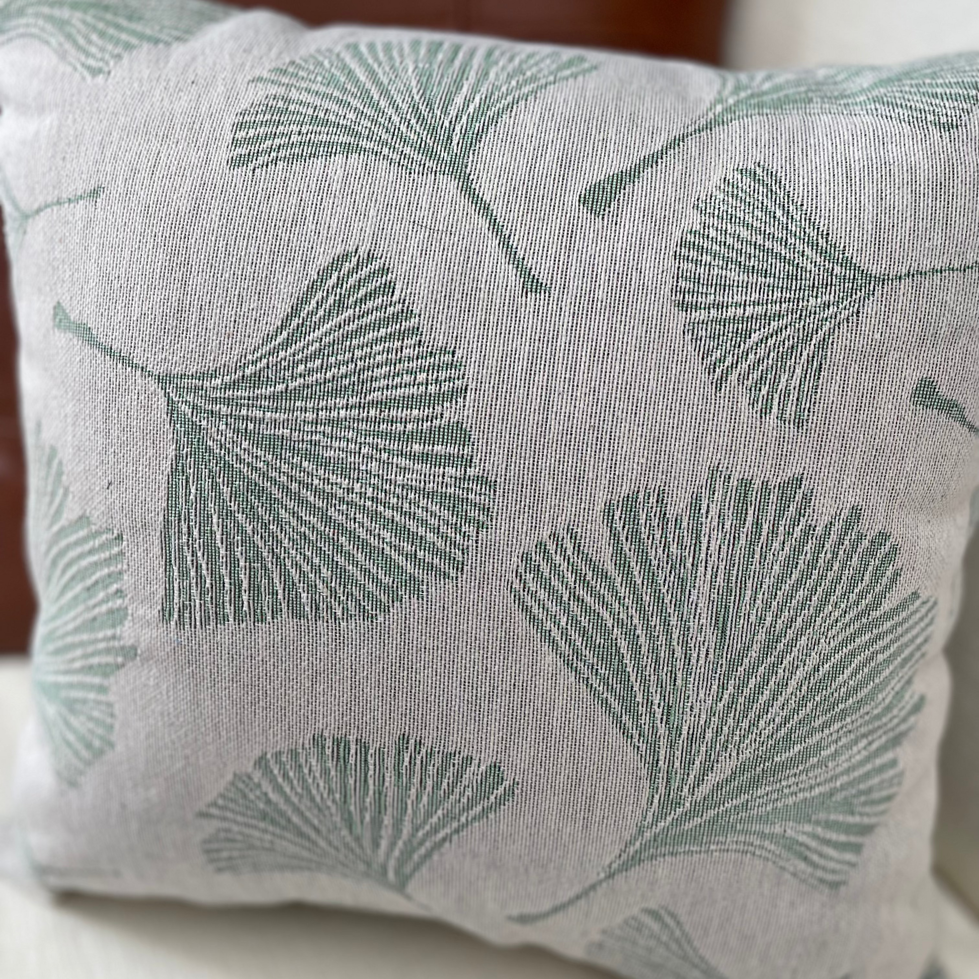 Green Fan Leaf Woven Pillow - Loonstead Living