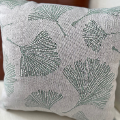 Green Fan Leaf Woven Pillow - Loonstead Living