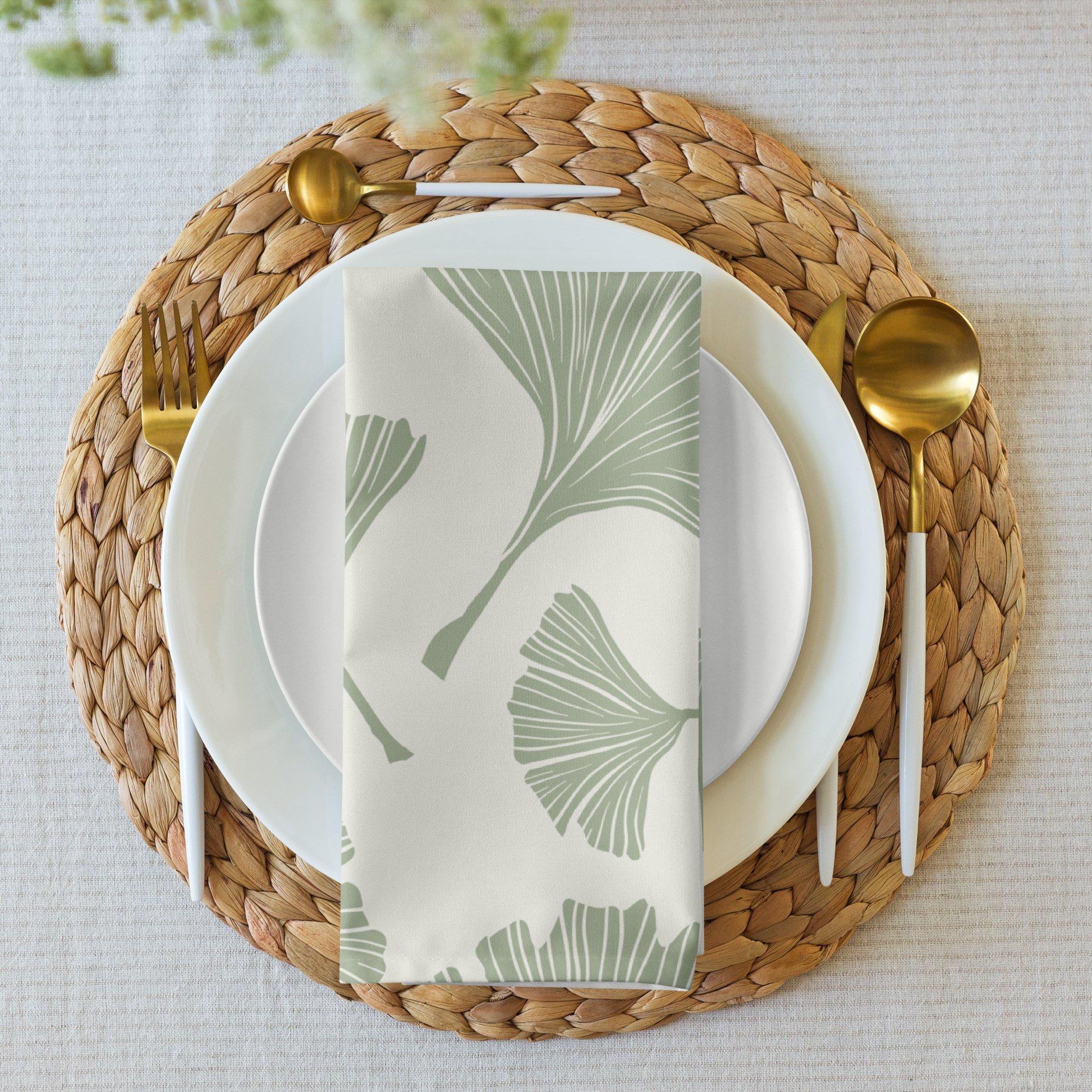 Green Fan Leaf Cloth Napkins - Set of 4 - Loonstead Living