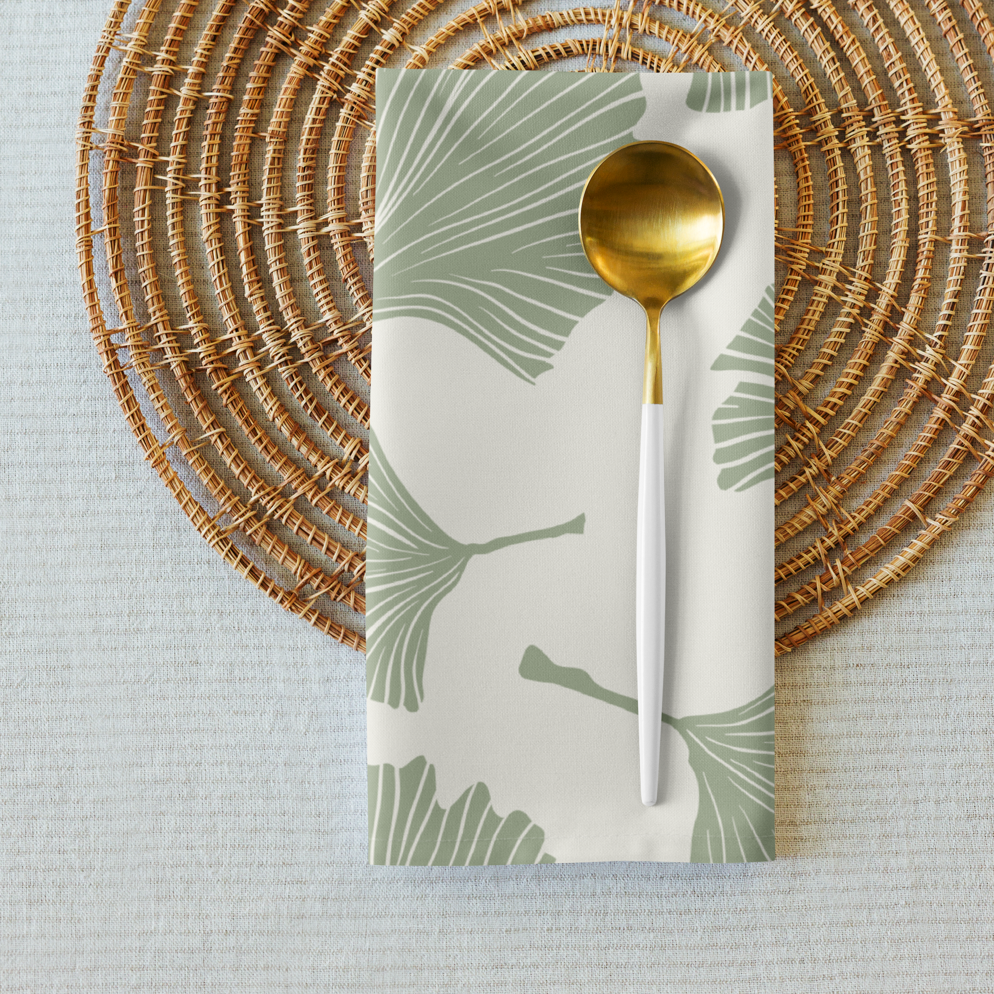 Green Fan Leaf Cloth Napkins - Set of 4 - Loonstead Living
