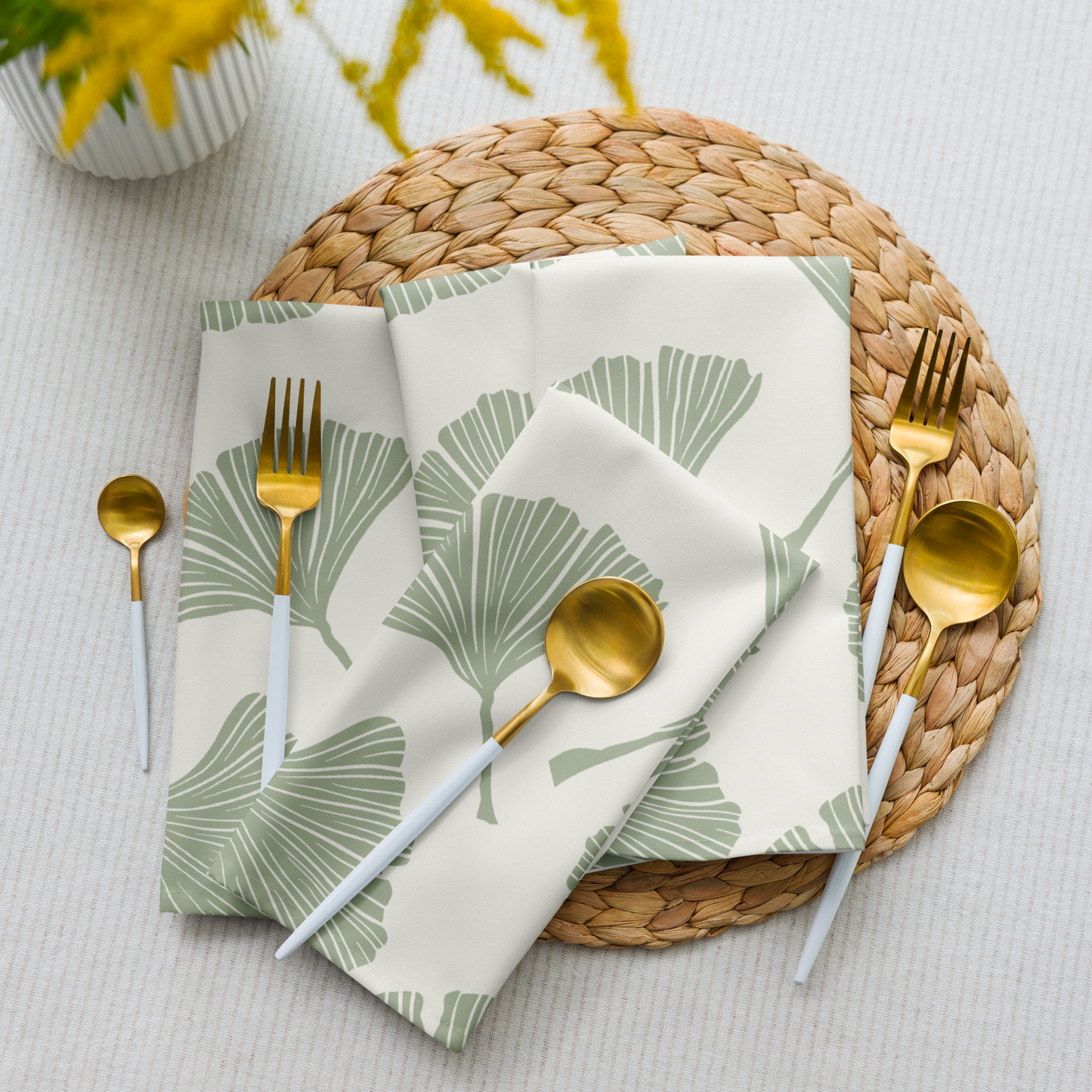Green Fan Leaf Cloth Napkins - Set of 4 - Loonstead Living