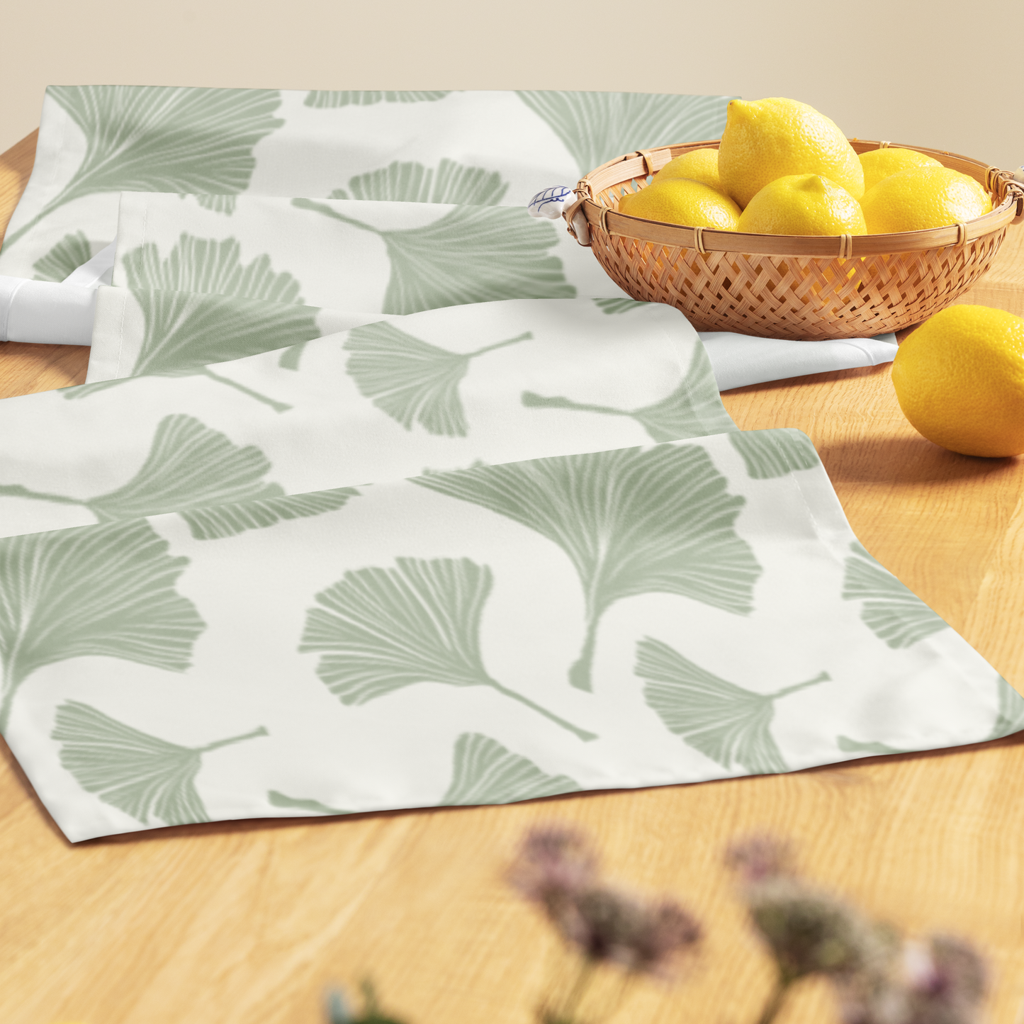 Green Fan Leaf Table Runner